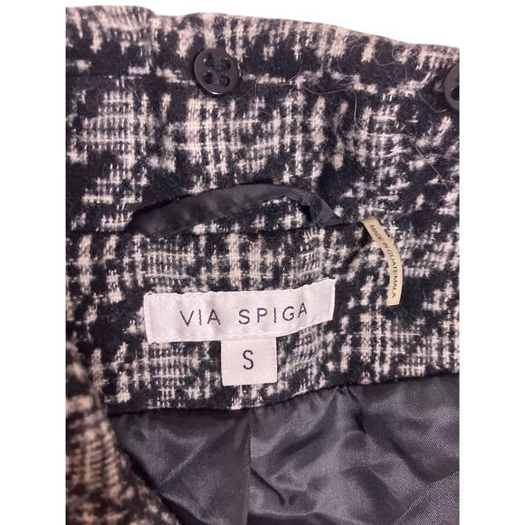 Via Spiga Sharktooth Pattern Wool Coat Womens Small Collared Button Snap Closure - Picture 3 of 7